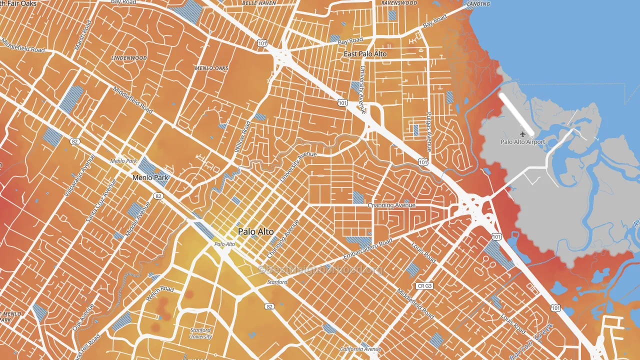 Transit Grade map of Crescent Park, Palo Alto, CA