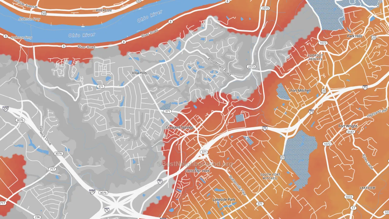 Transit Grade map of Crescent Springs, KY