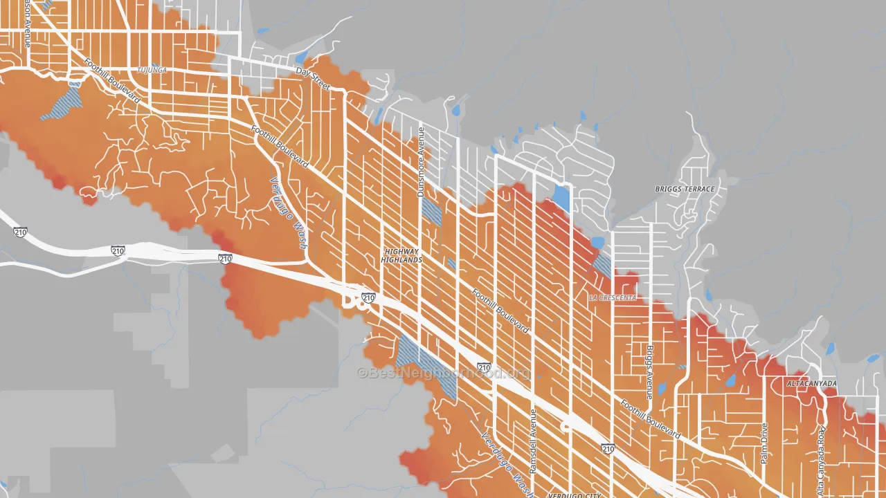 Transit Grade map of Crescenta Highlands, La Crescenta, CA