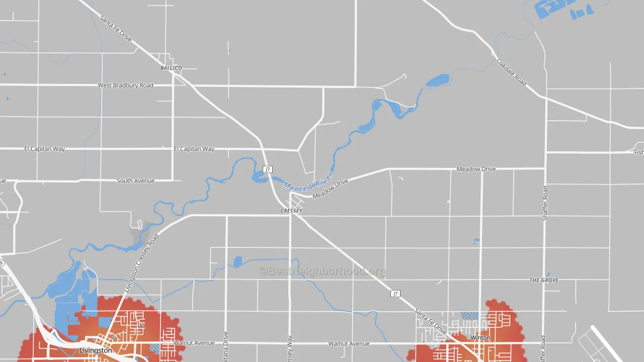 Transit Grade map of Cressey, CA