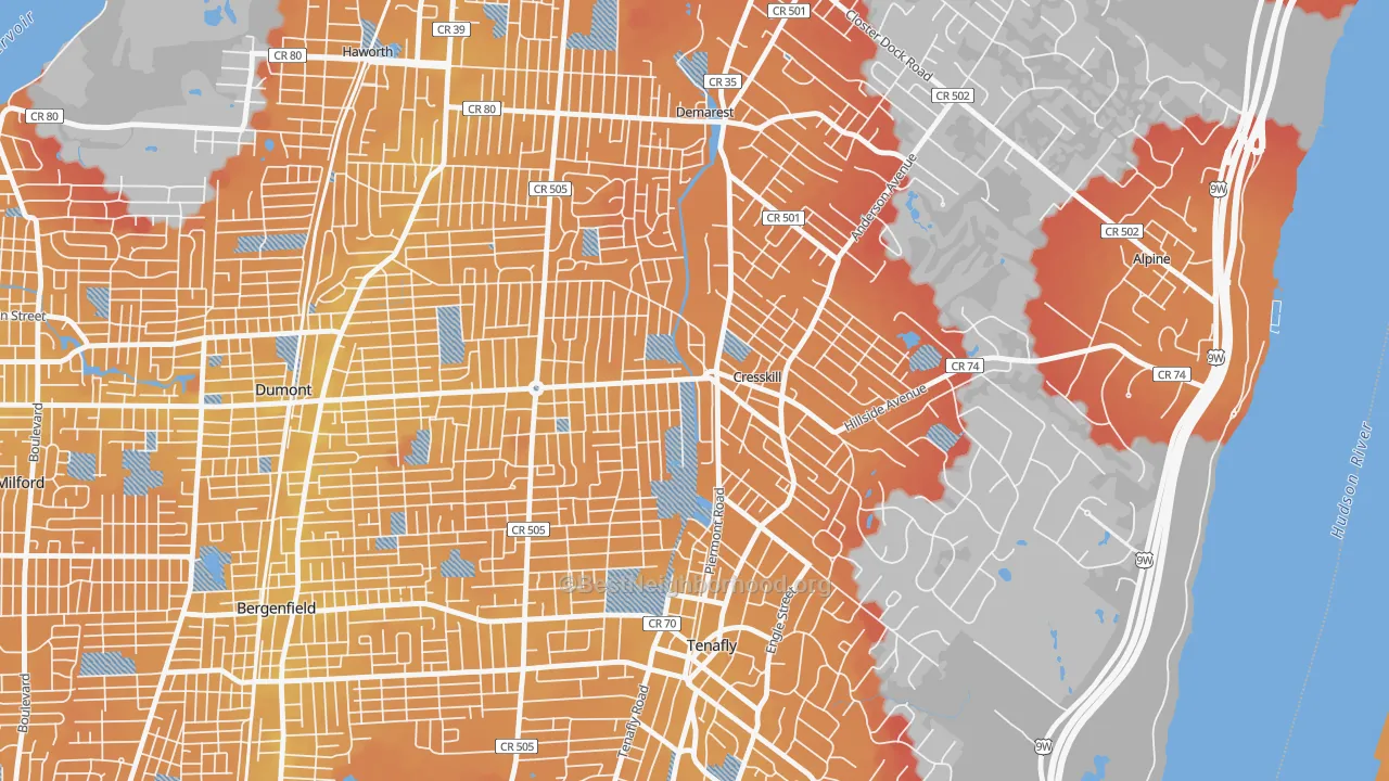 Transit Grade map of Cresskill, NJ