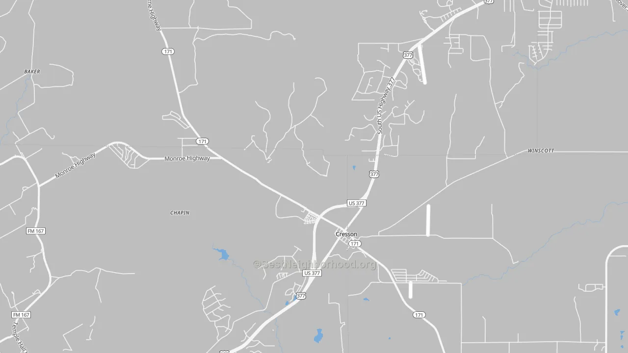 Transit Grade map of Cresson, TX