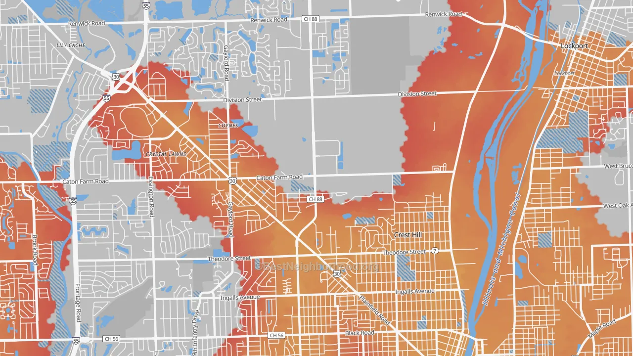 Transit Grade map of Crest Hill, IL