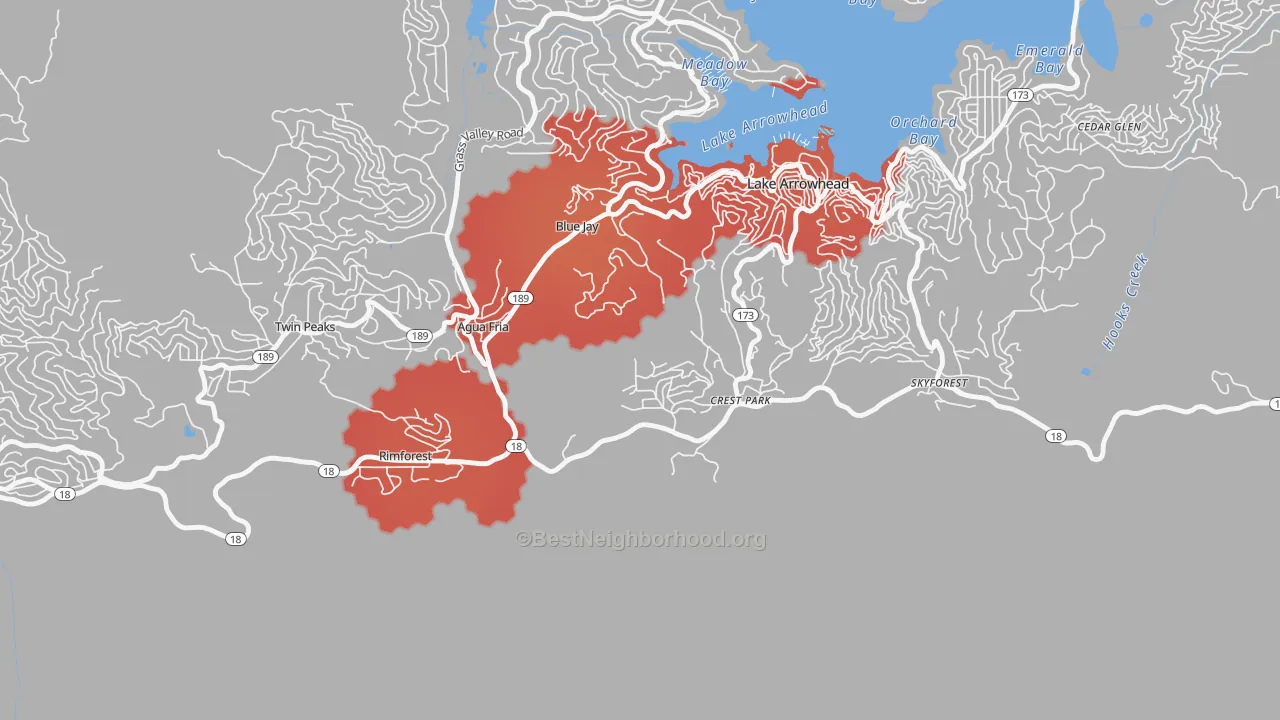 Transit Grade map of Crest Park, CA