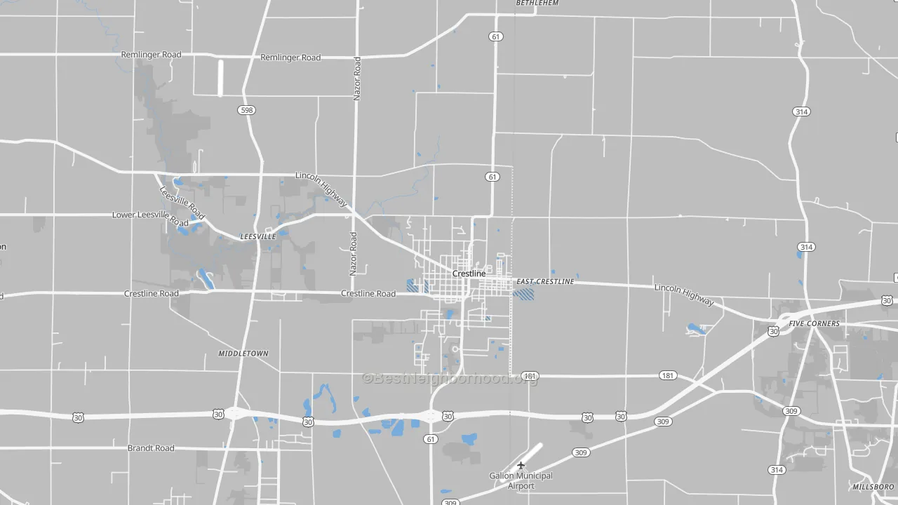 Transit Grade map of Crestline, OH