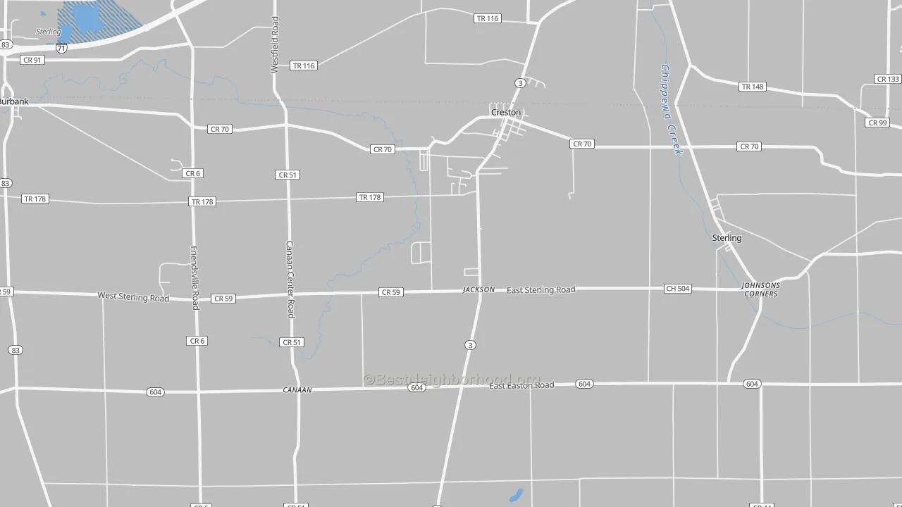 Transit Grade map of Creston, OH