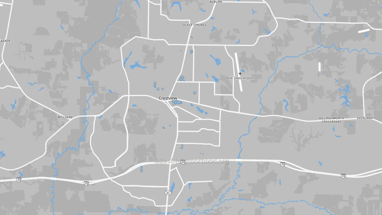 Transit Grade map of Crestview, FL