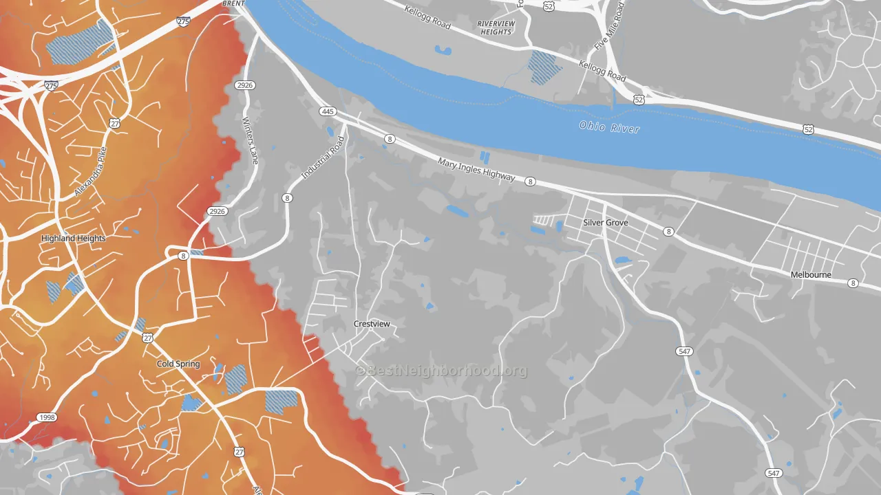 Transit Grade map of Crestview, KY