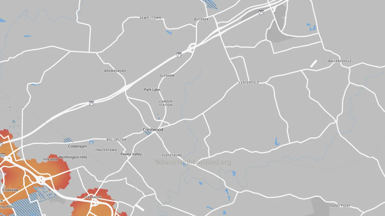 Transit Grade map of Crestwood, KY