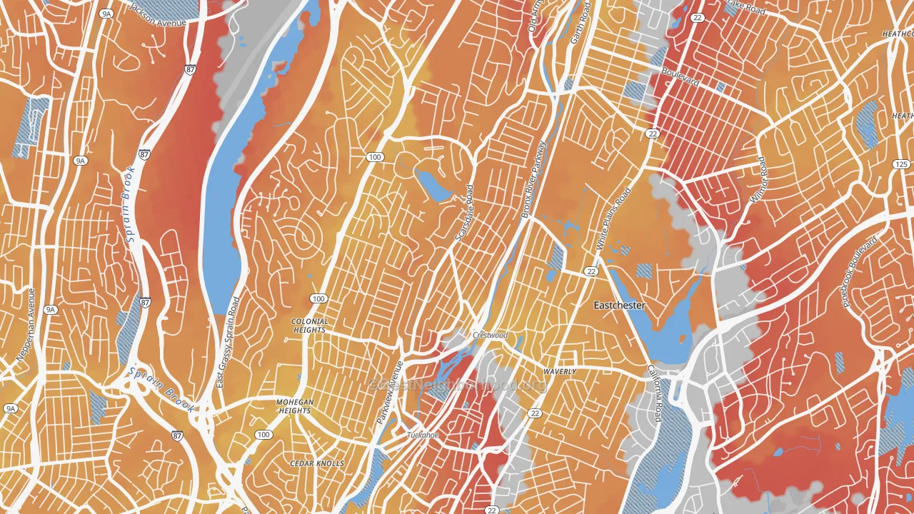 Transit Grade map of Crestwood, Tuckahoe, NY