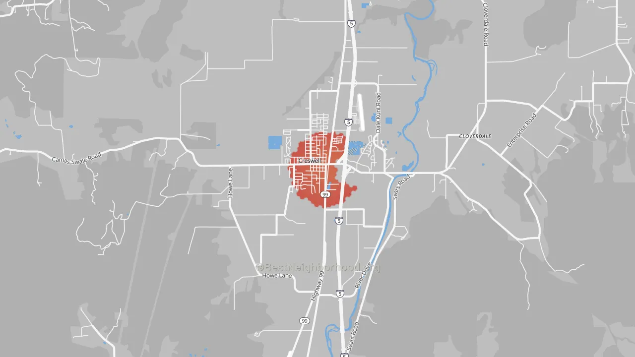 Transit Grade map of Creswell, OR
