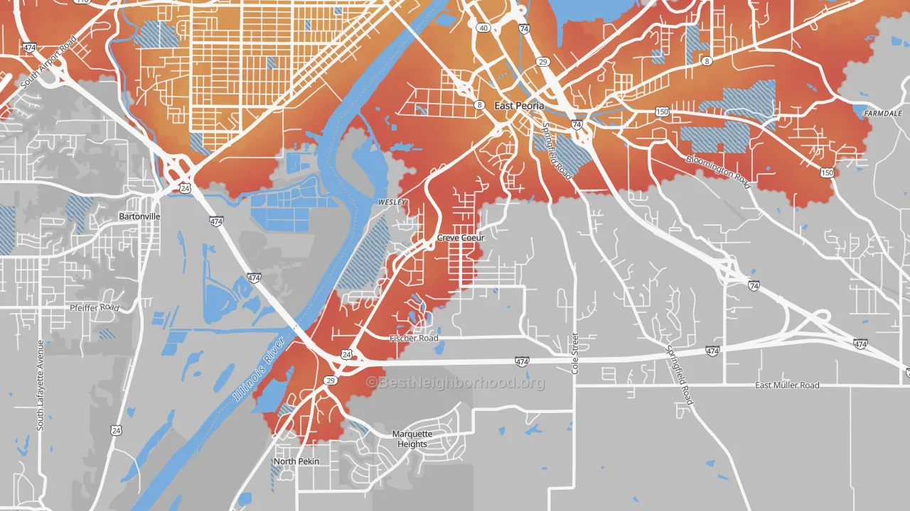 Transit Grade map of Creve Coeur, IL