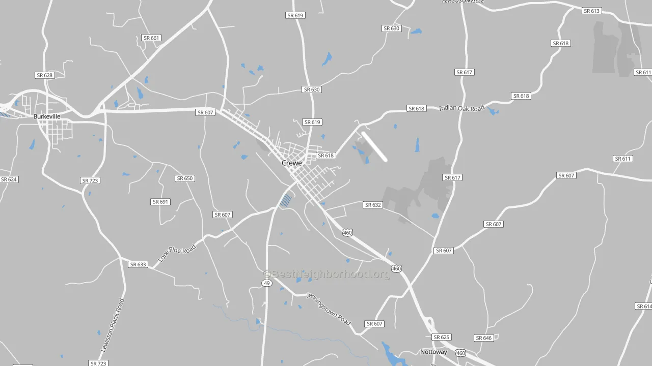 Transit Grade map of Crewe, VA