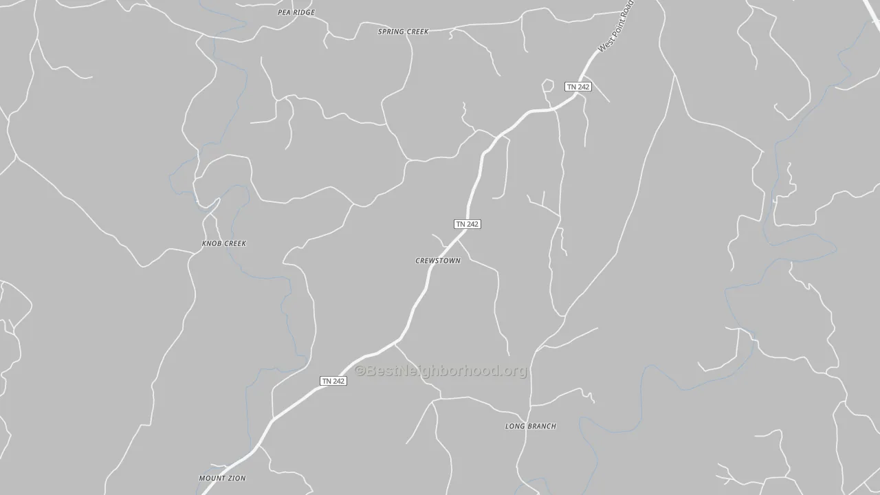 Transit Grade map of Crewstown, TN