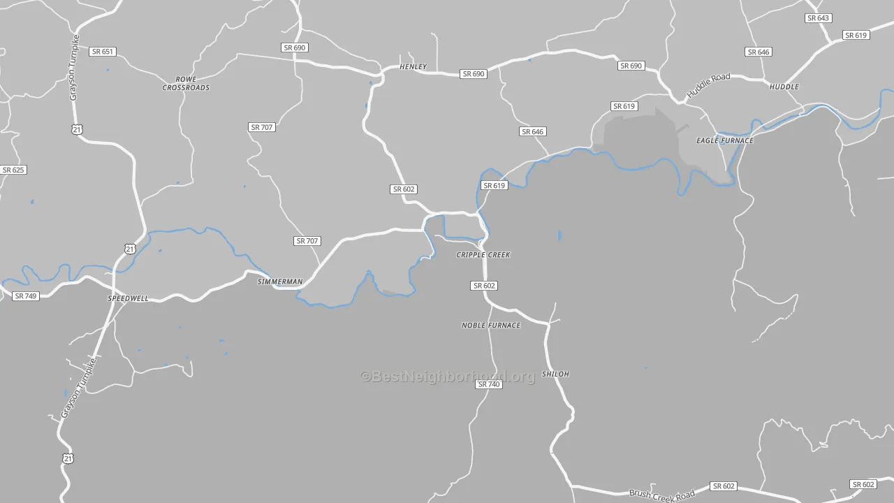 Transit Grade map of Cripple Creek, VA