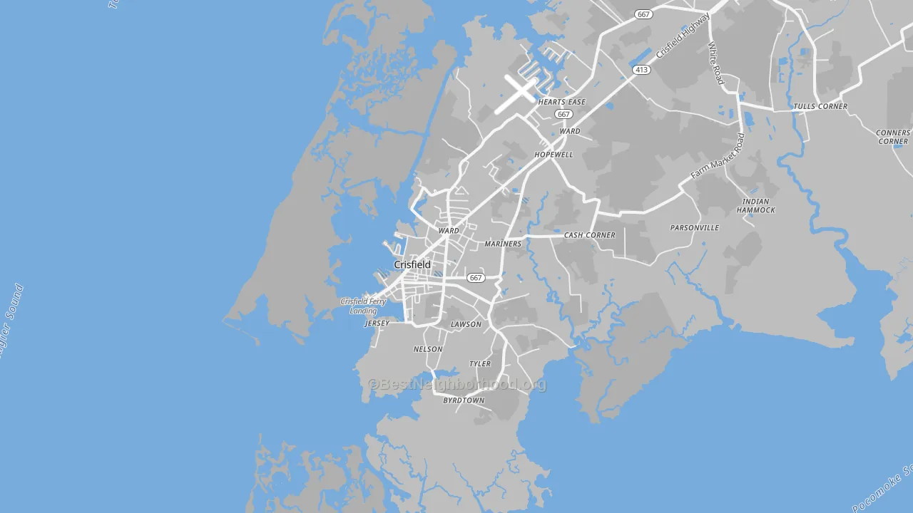 Transit Grade map of Crisfield, MD