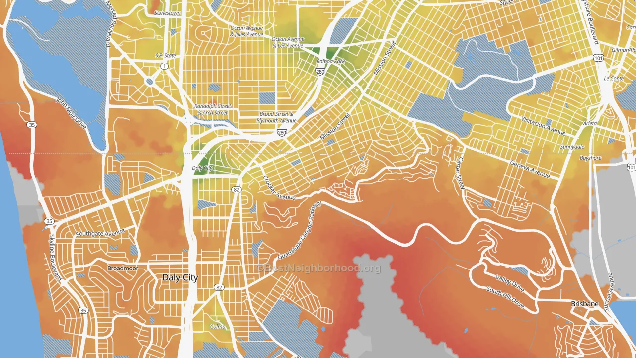 Transit Grade map of Crocker, Daly City, CA