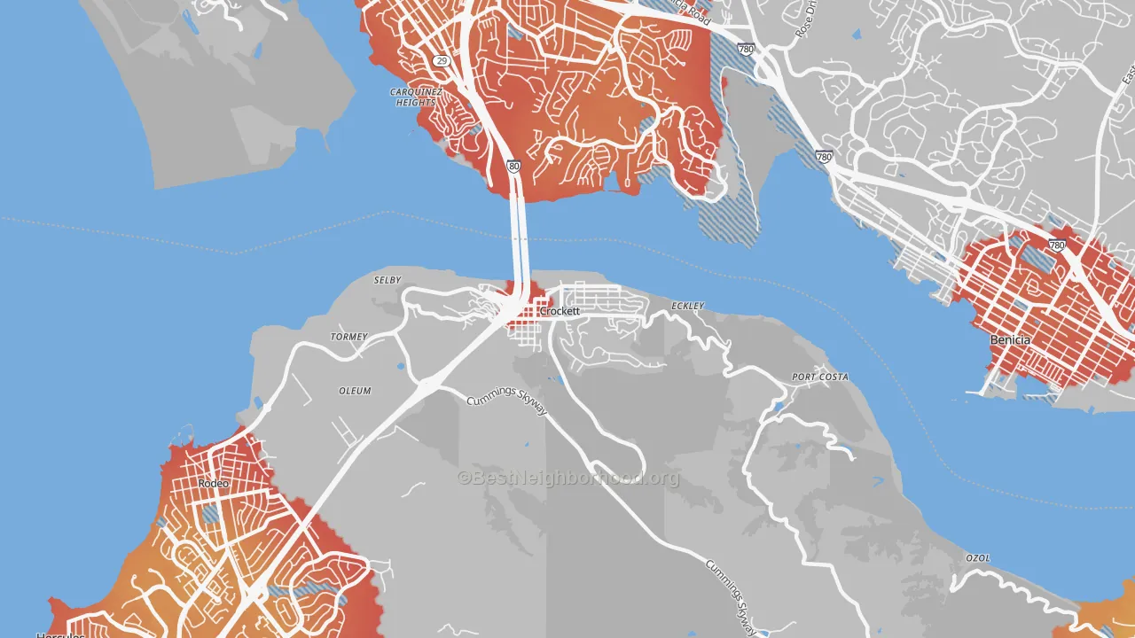 Transit Grade map of Crockett, CA