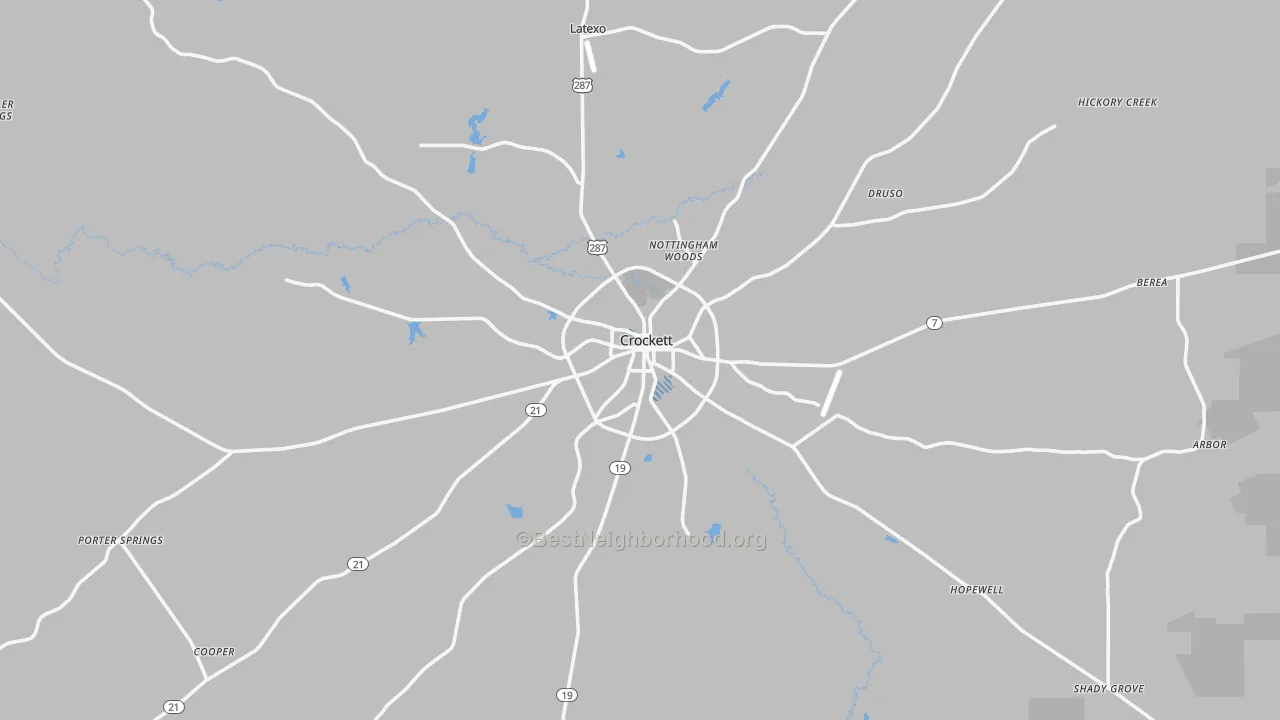 Transit Grade map of Crockett, TX