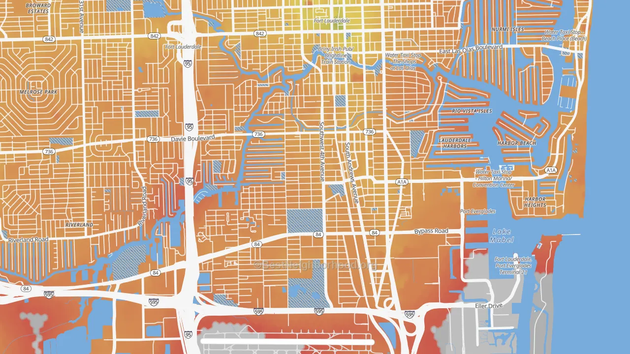 Transit Grade map of Croissant Park, Fort Lauderdale, FL
