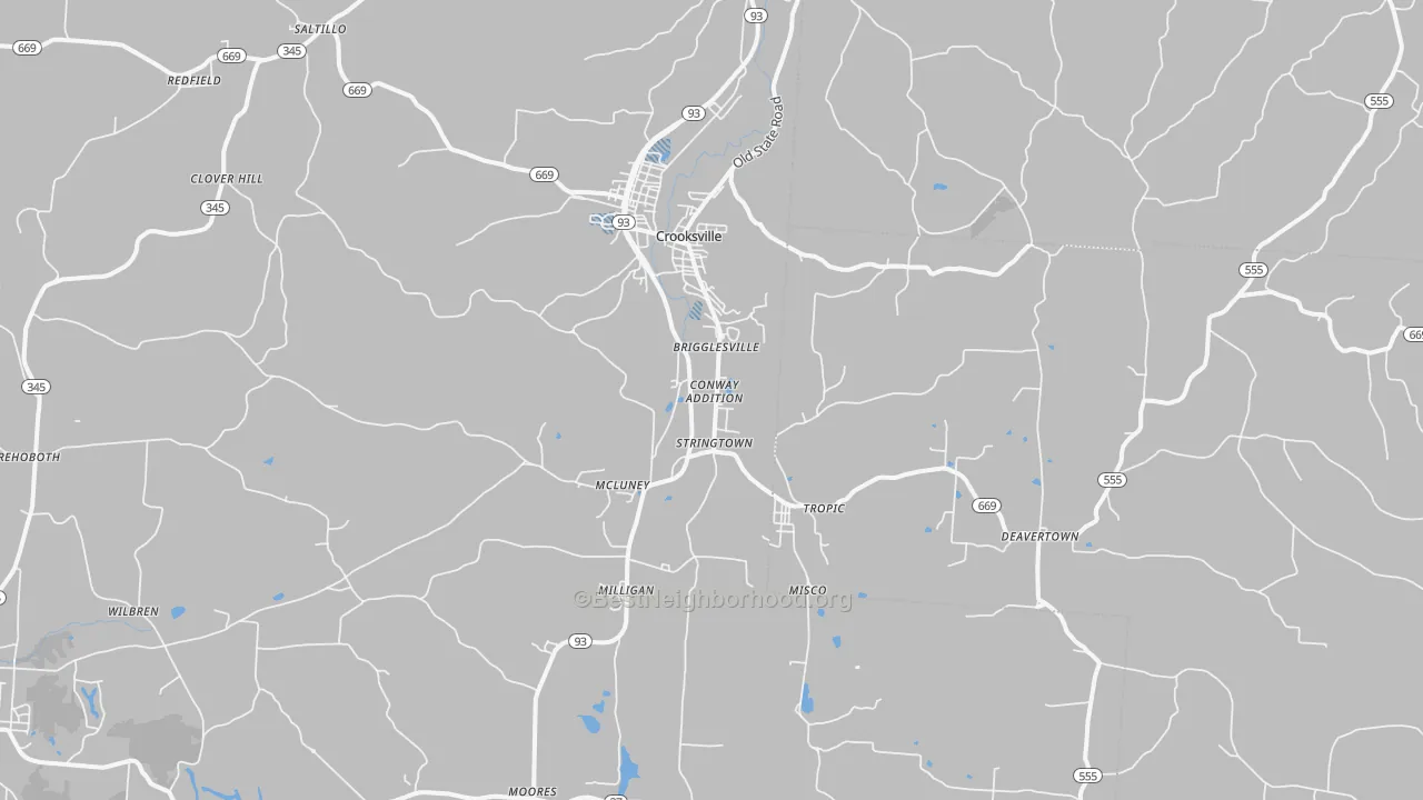 Transit Grade map of Crooksville, OH