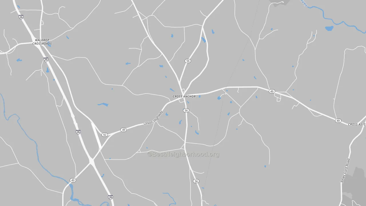 Transit Grade map of Cross Anchor, SC