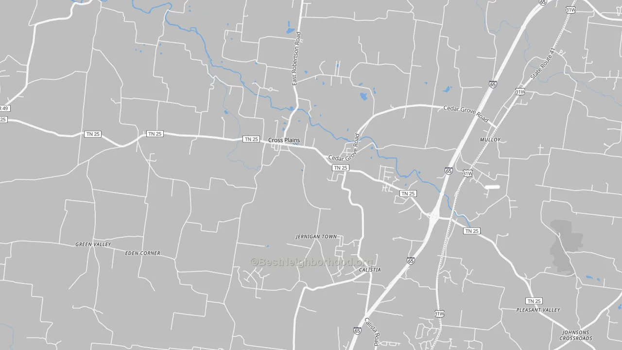 Transit Grade map of Cross Plains, TN