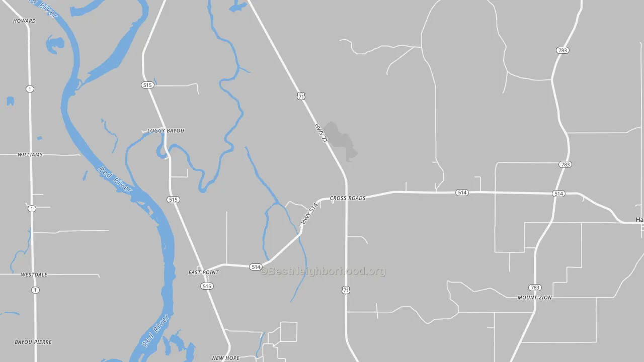 Transit Grade map of Cross Roads, LA