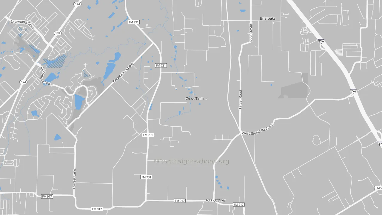 Transit Grade map of Cross Timber, TX