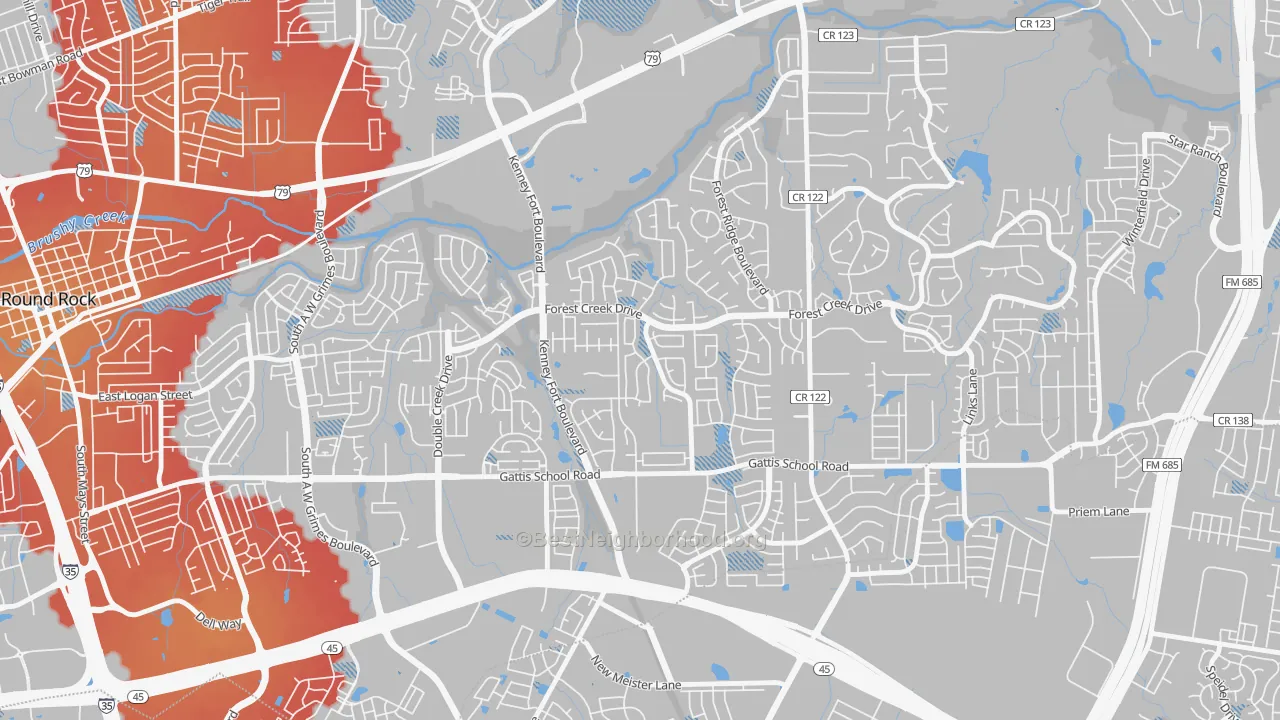 Transit Grade map of Crossley Crossing, Round Rock, TX