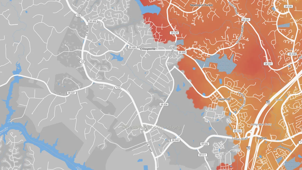 Transit Grade map of Crosspointe, VA