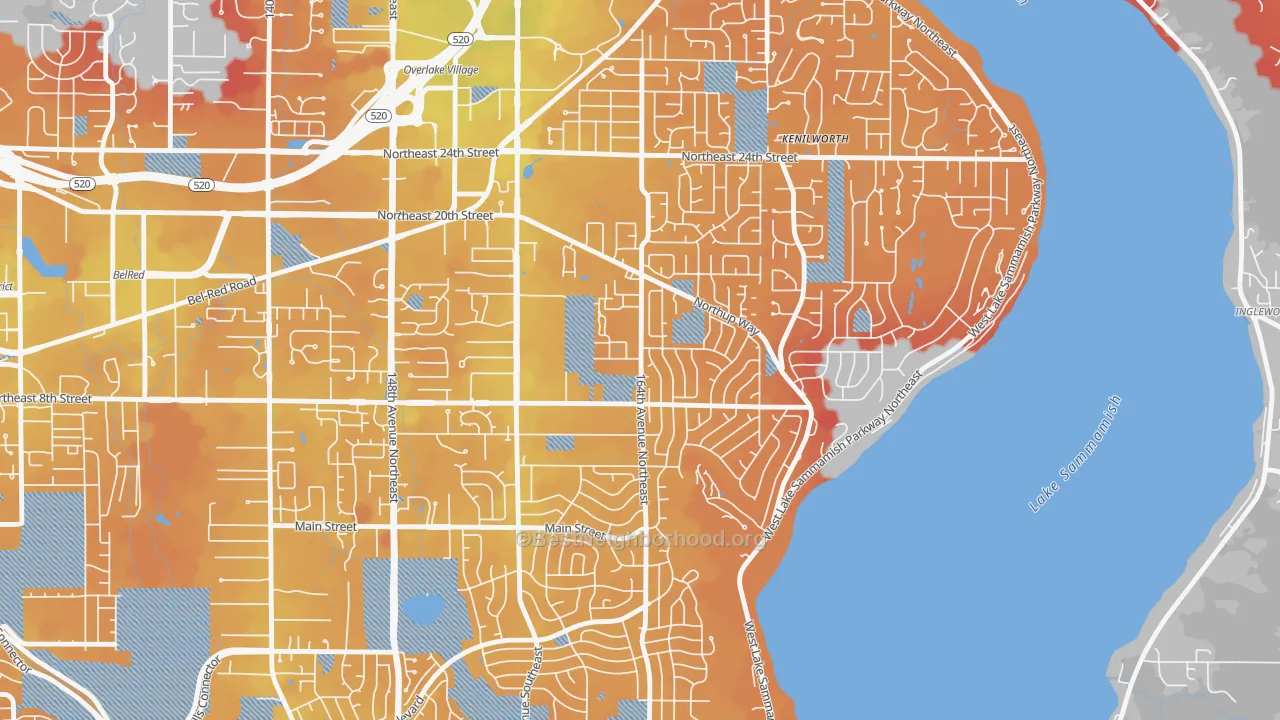 Transit Grade map of Crossroads, Bellevue, WA