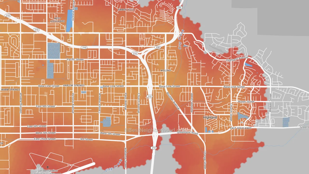 Transit Grade map of Crossroads, Highland, CA