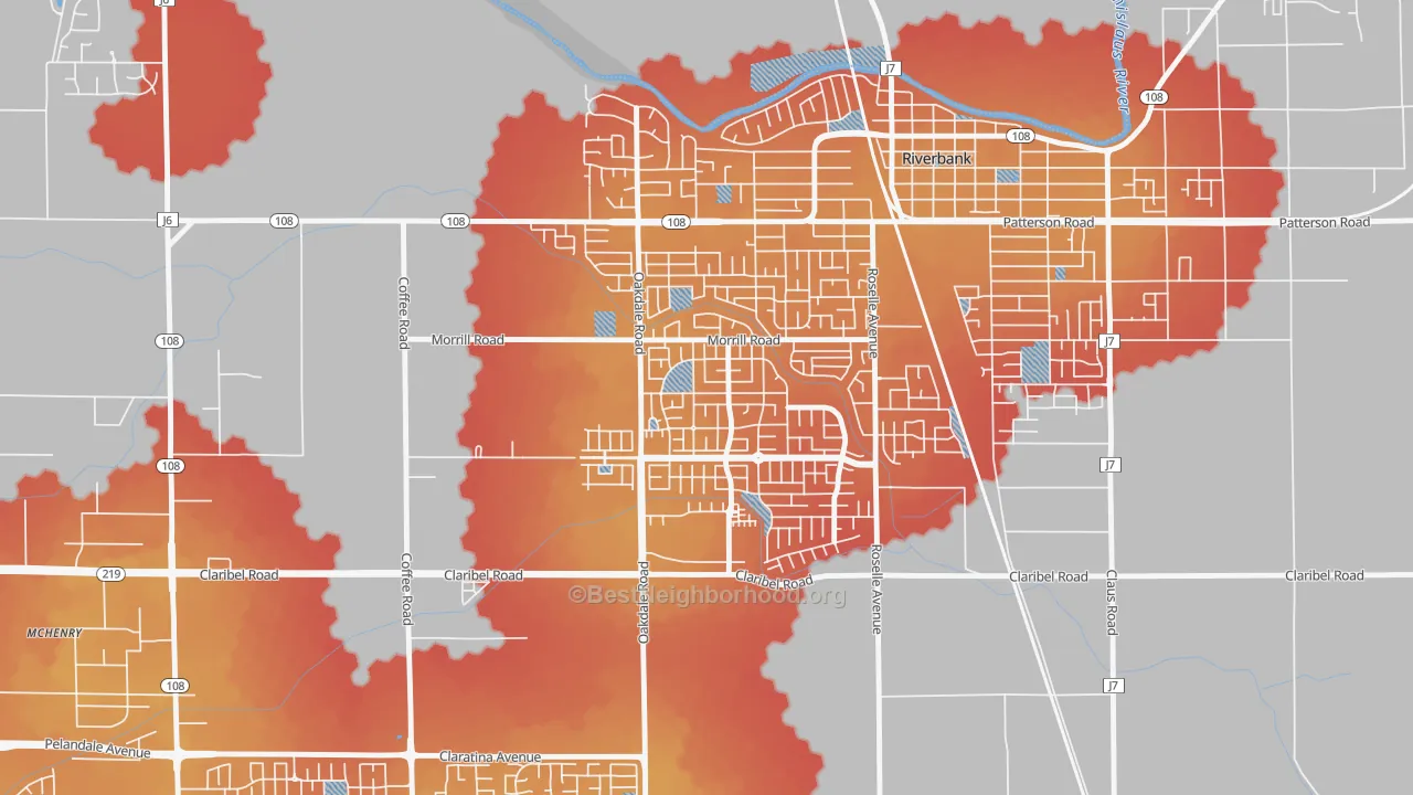 Transit Grade map of Crossroads-Riverbank, Riverbank, CA