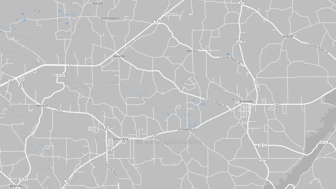 Transit Grade map of Crossville, AL