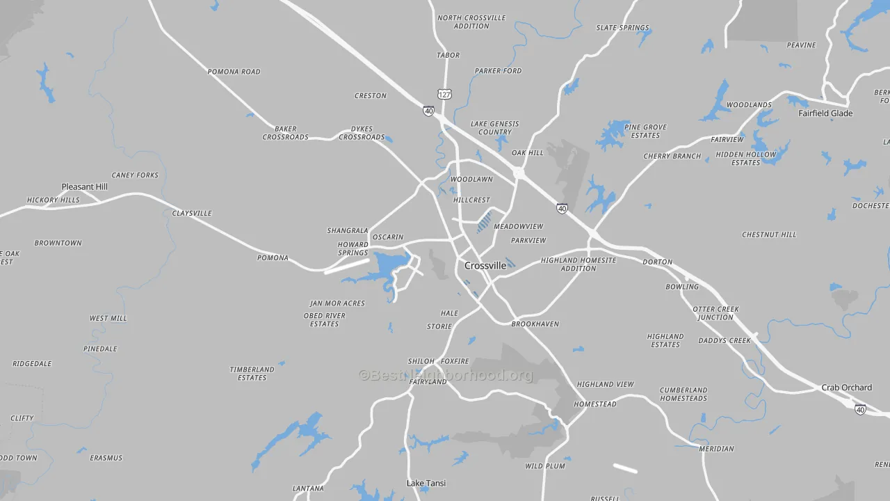 Transit Grade map of Crossville, TN