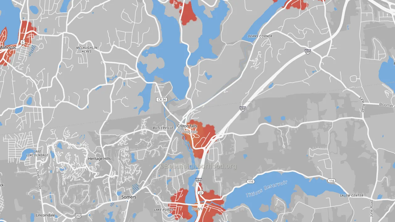 Transit Grade map of Croton Falls, NY