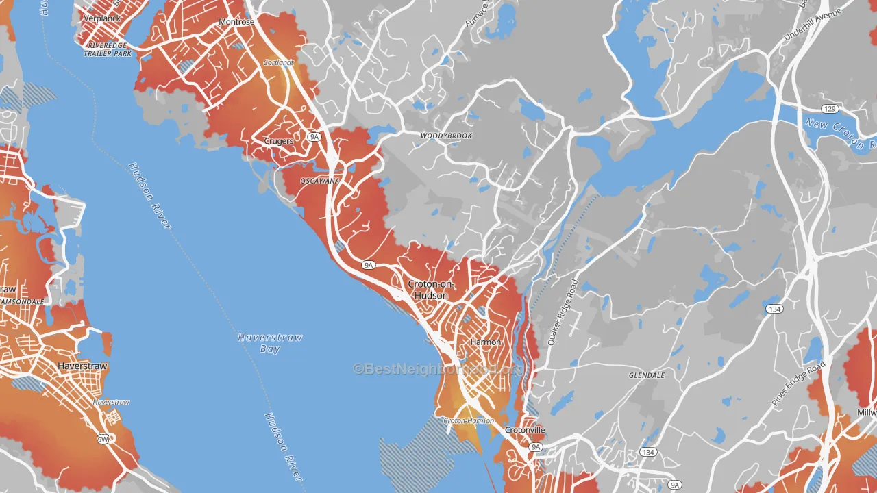 Transit Grade map of Croton On Hudson, NY