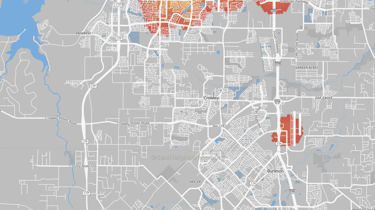 Transit Grade map of Crowley, TX