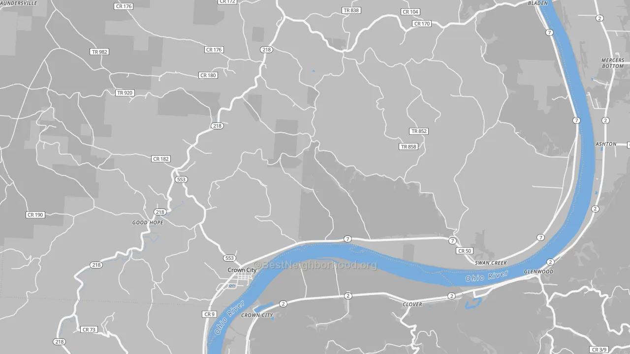 Transit Grade map of Crown City, OH