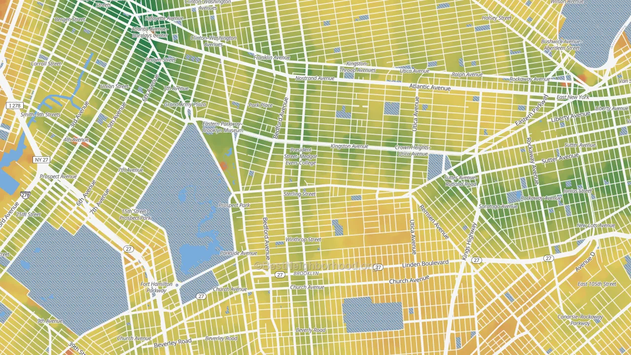 Transit Grade map of Crown Heights, Brooklyn, NY