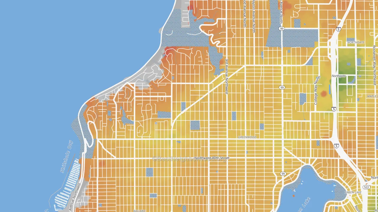 Transit Grade map of Crown Hill, Seattle, WA