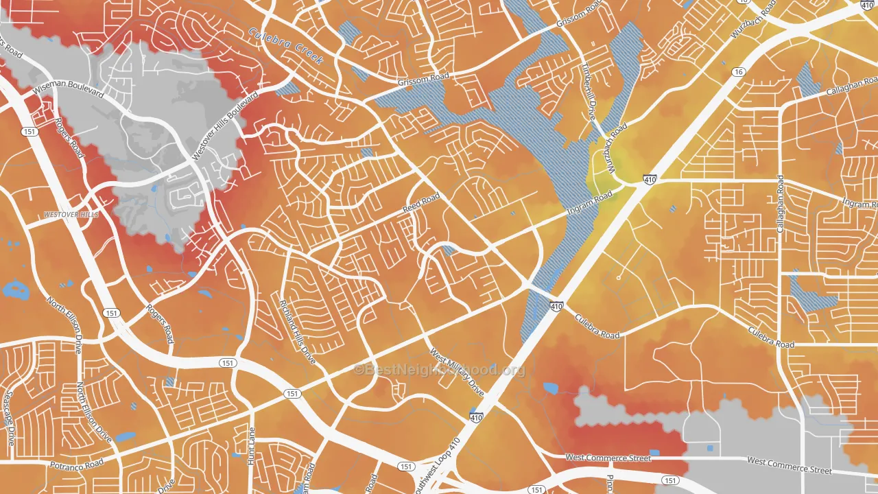 Transit Grade map of Crown Meadows, San Antonio, TX