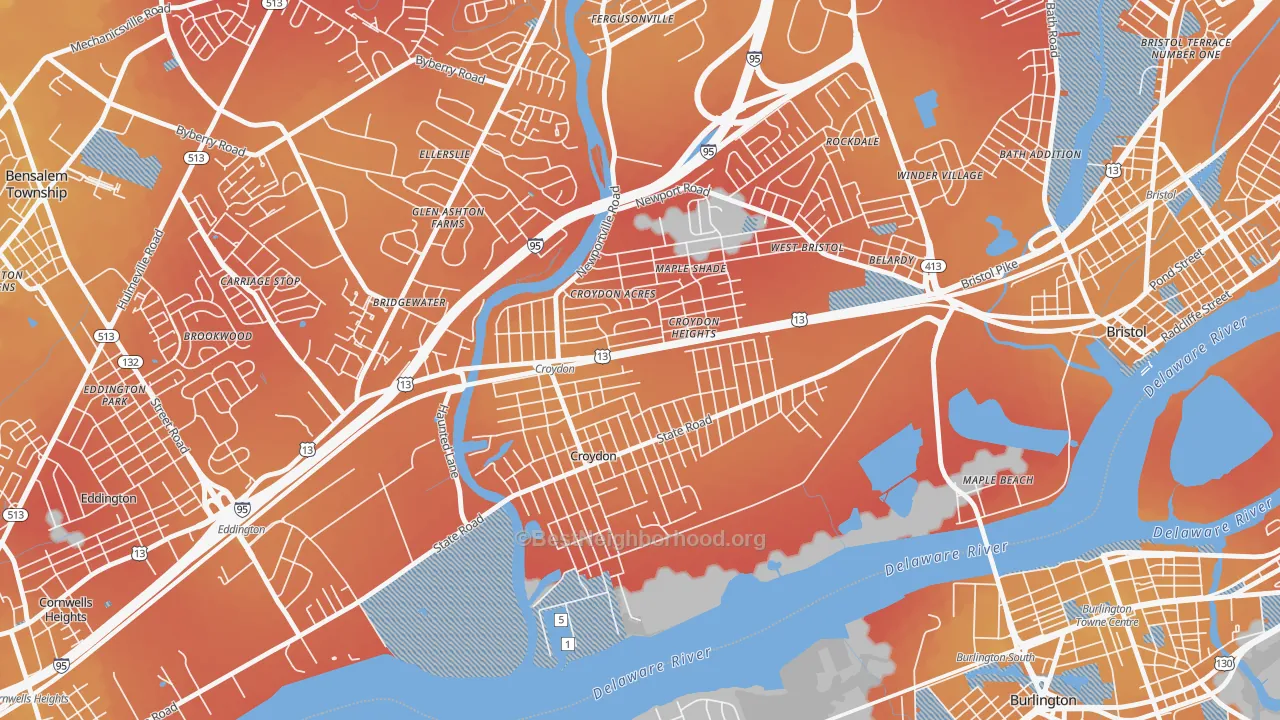 Transit Grade map of Croydon, PA