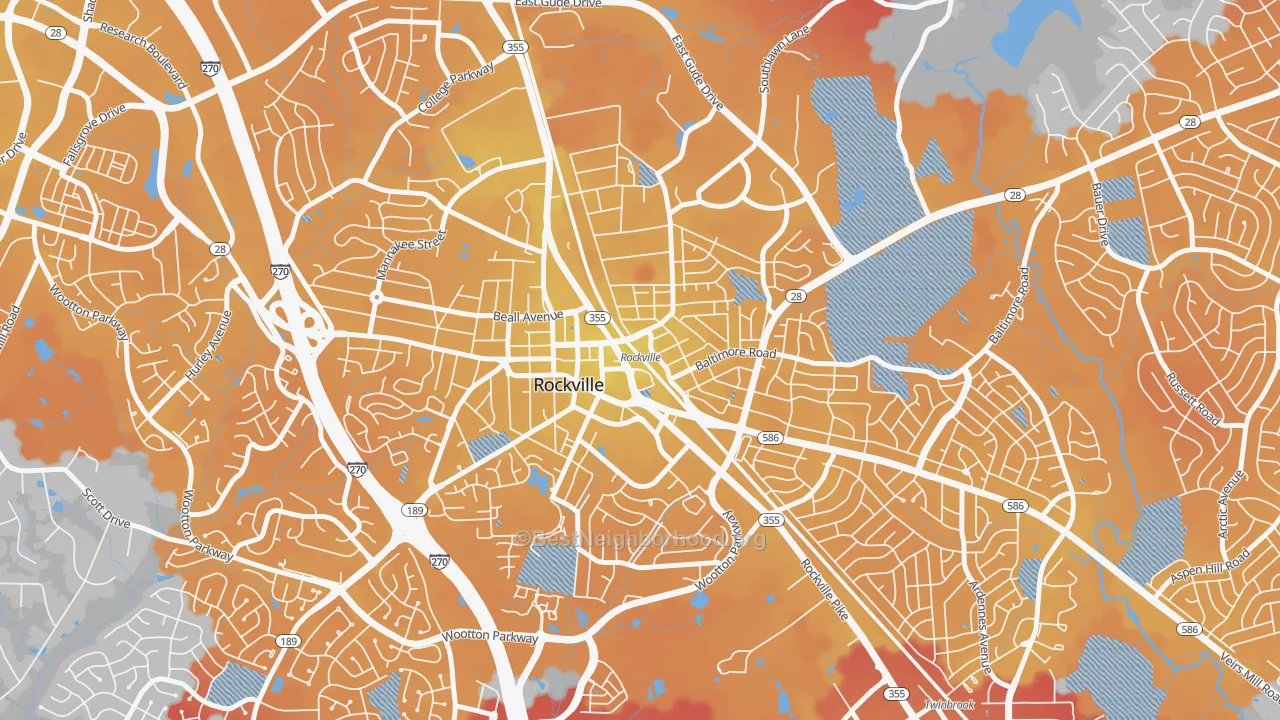 Transit Grade map of Croydon Park, Rockville, MD
