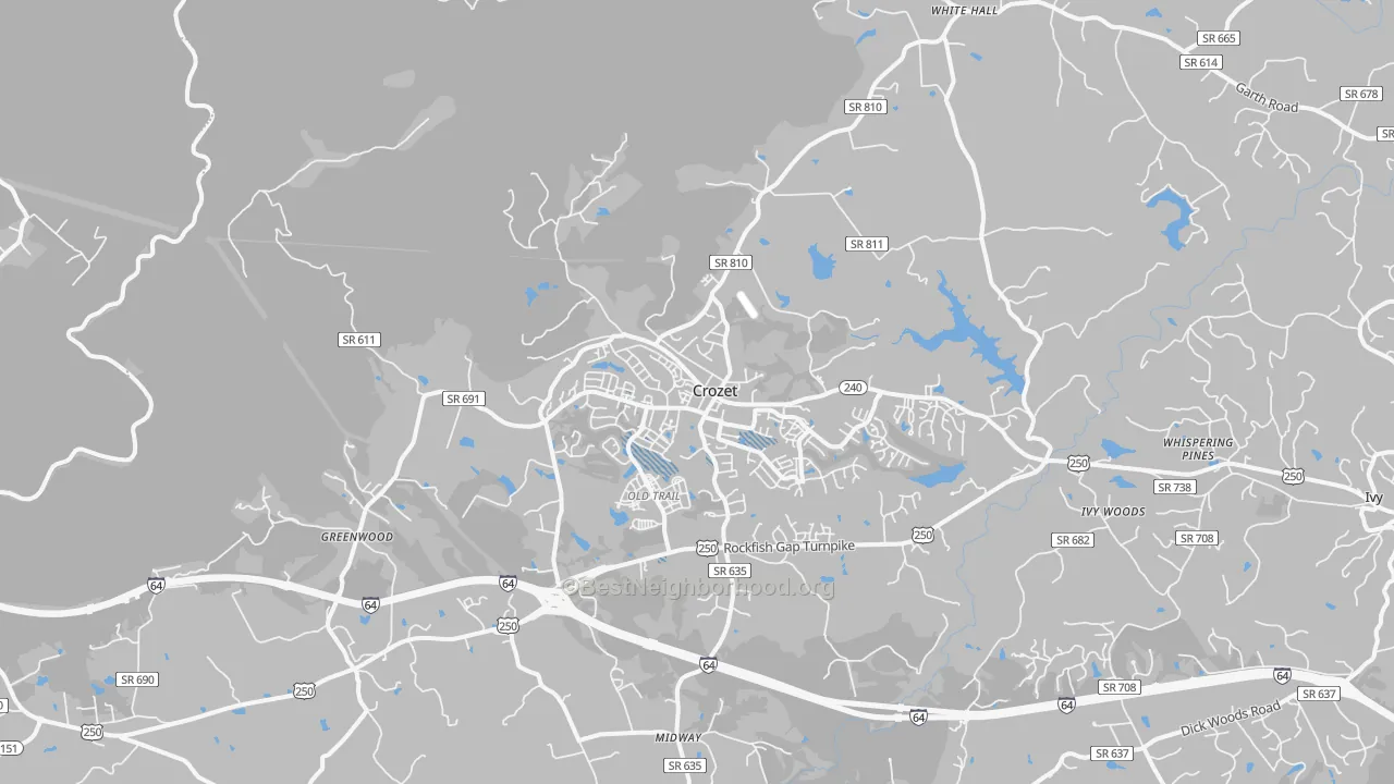 Transit Grade map of Crozet, VA
