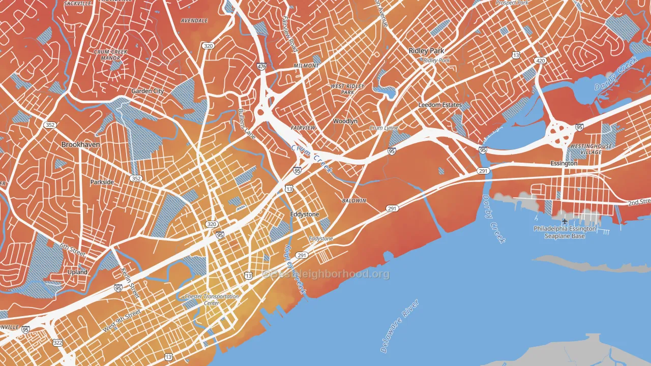 Transit Grade map of Crum Lynne, PA