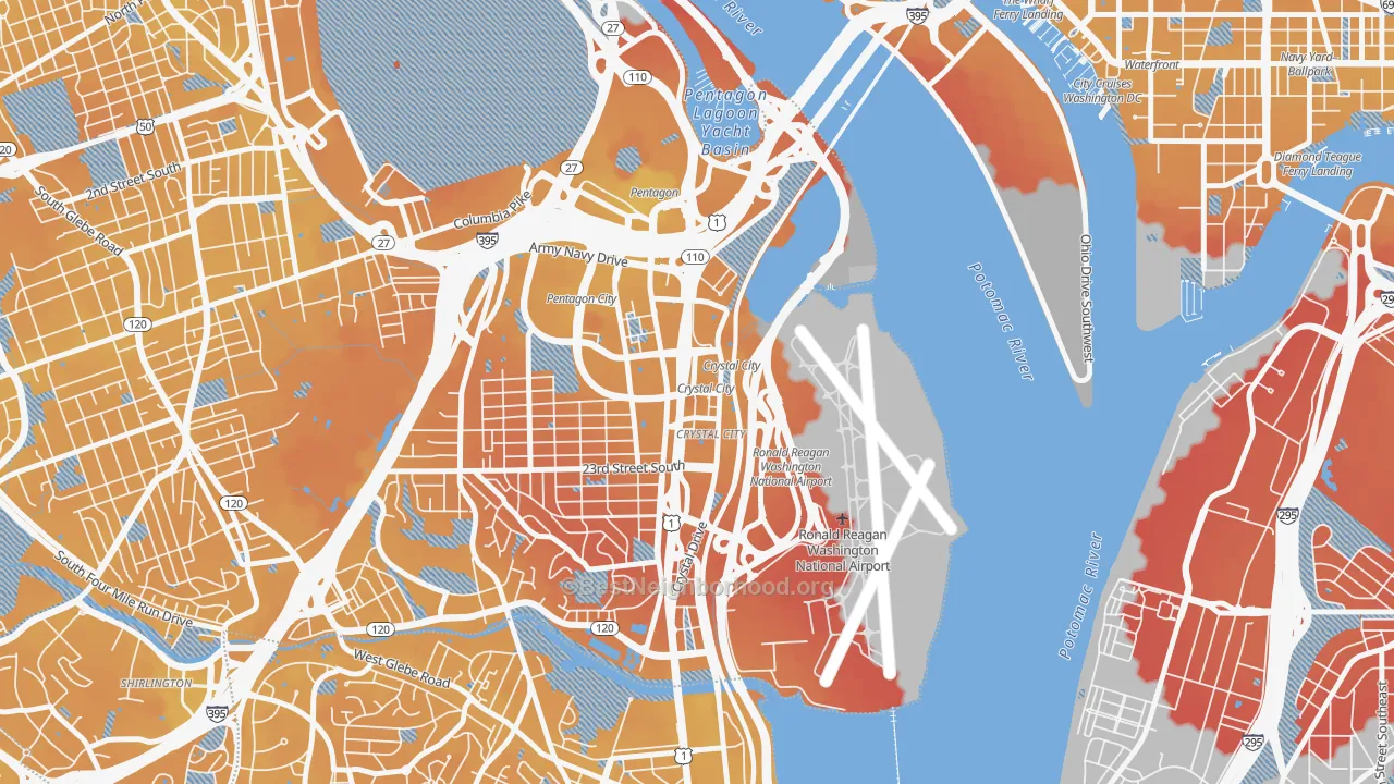 Transit Grade map of Crystal City, Arlington, VA