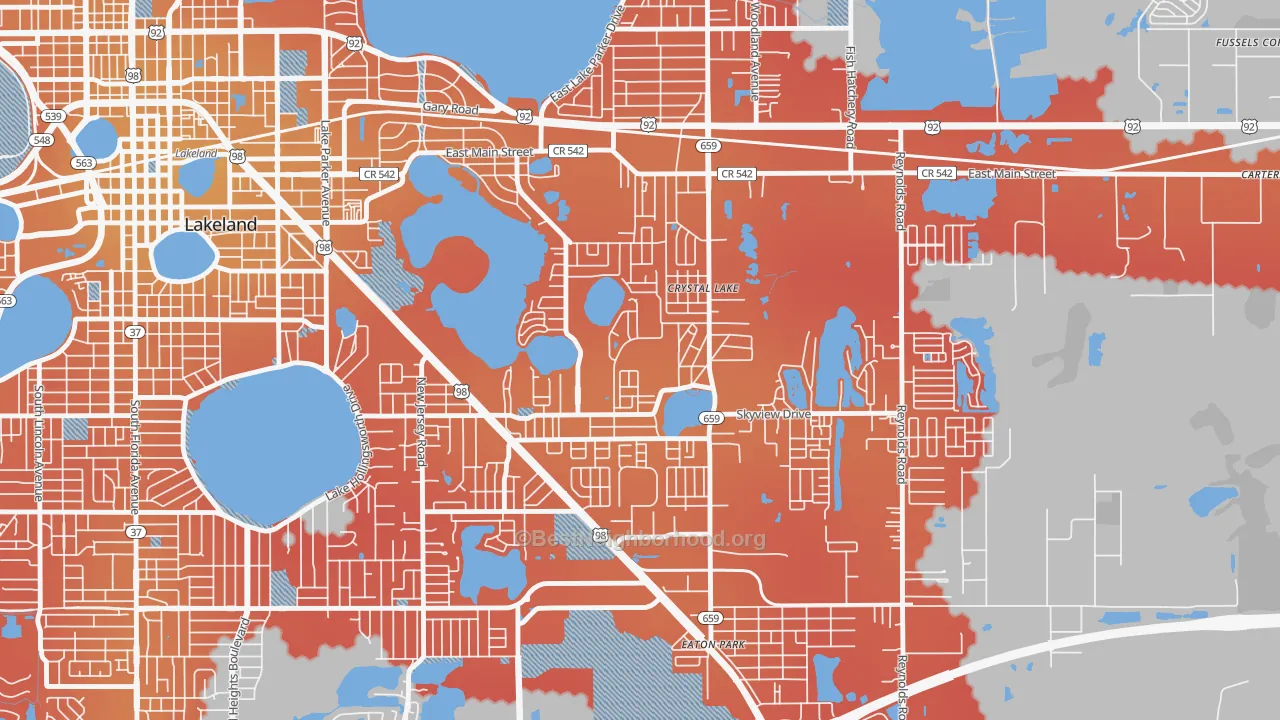 Transit Grade map of Crystal Lake, FL