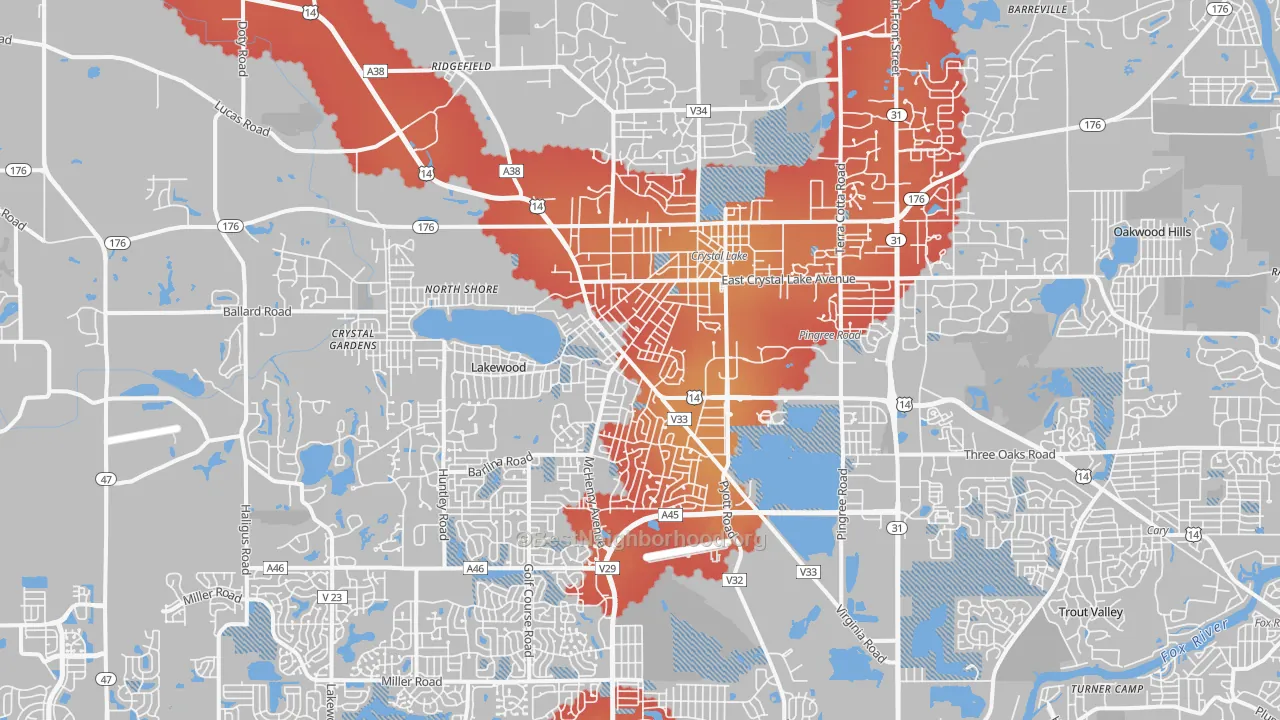 Transit Grade map of Crystal Lake, IL